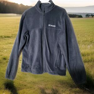 Columbia Steens Mountain Fleece Jacket Mens M Black Full Zip Pockets High Neck